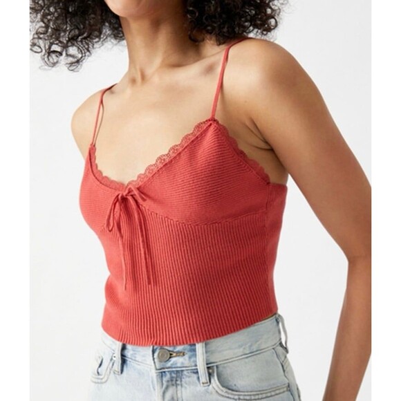 Lace bow detail crop Top knit - Picture 1 of 5